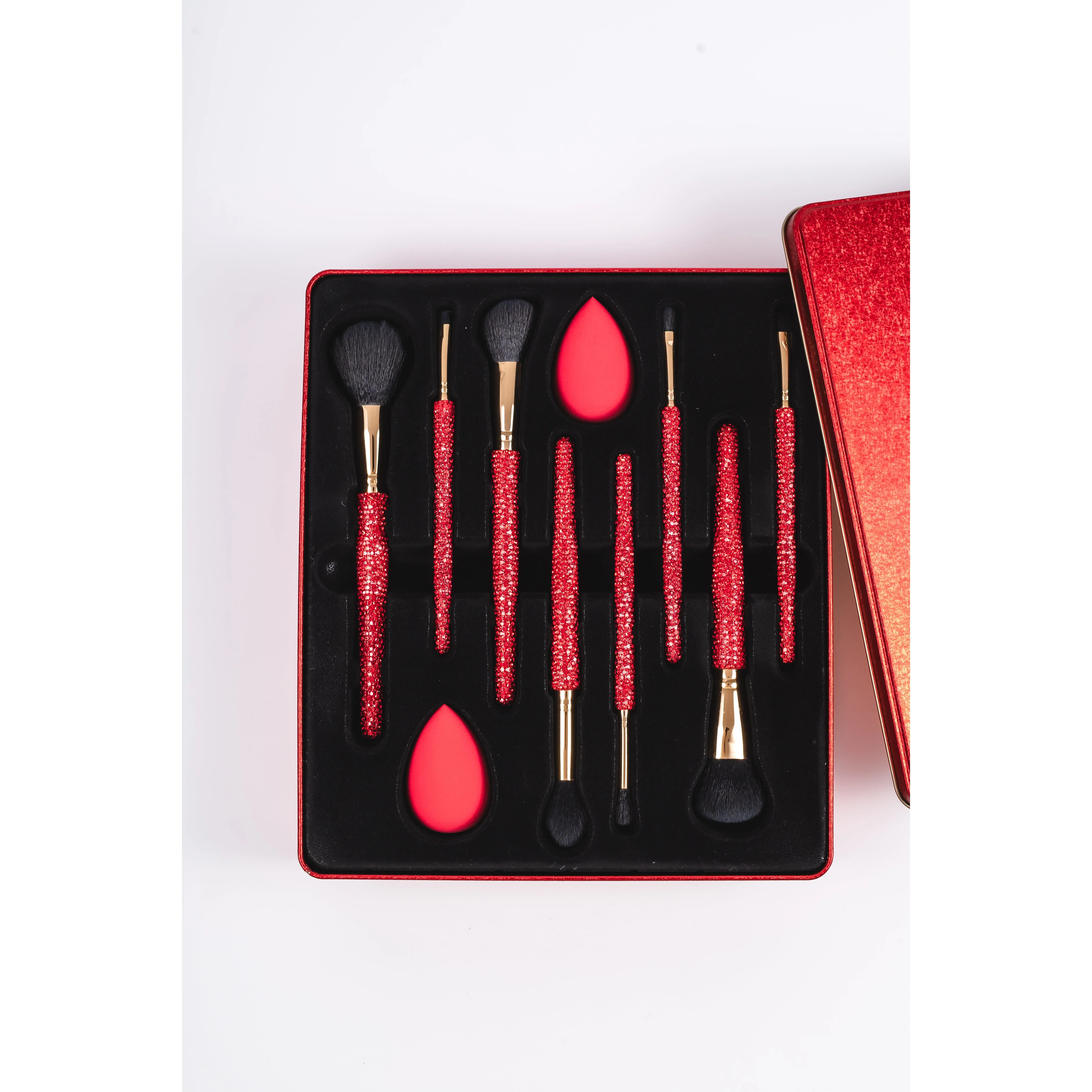 Chunky RED Tin Glitz & Glam | 10pc Essentials Collection Brush Set | GG4760