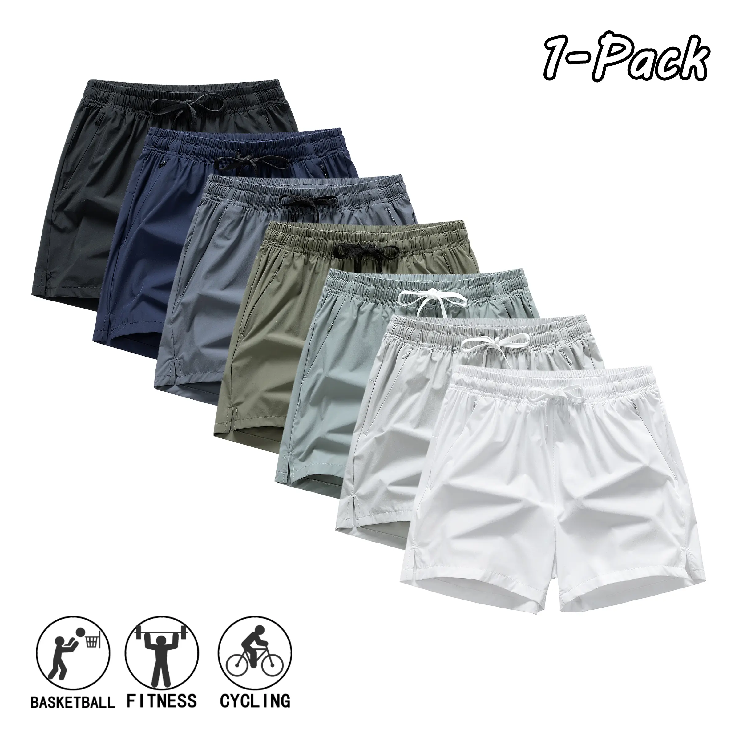 Menswear Men's Summer Casual Athletic Shorts - Single Pack, Solid-Color, Minimalist Drawstring Design, Stylish, Versatile, Suitable for Outdoor Activities, Running, Beach