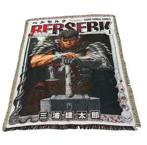dark fantasy manga-inspired woven tapestry – statement wall art