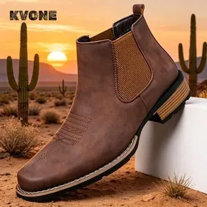 KVONE-Versatile Men's Chelsea Boots—Men's Western cowboy boots,comfortable security footwear,,square-toe Chelsea ankle boots, work boots, casual, vintage, fashionable, classic, Rustic work boot,Men's Embroidered Chelsea Tabi Boots,Walking Shoes.