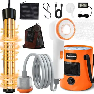 Portable Shower for Camping, 6000mAh Rechargeable Camp Shower Pump with Large Capacity Foldable Bucket, Filtered Shower Head, Outdoor Camping Shower Kit for Travel, Pet Bath, Car Washing