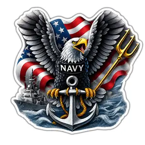Navy Eagle Anchor Sticker, Patriotic Military Style Vinyl Decal, 250th America Day Gift For Veterans And Navy Fans