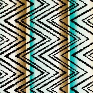 Brown and Turquoise Zig Zag Printed Spandex | Blue Moon Fabrics