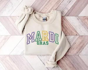 ( No Embroidered) Woman Mardi Gras Shirt, Mardi Gras Lover Sweatshirt, Mardi Gras Sweatshirt, Mardi Gras Festival Shirt, Louisiana State Shirt