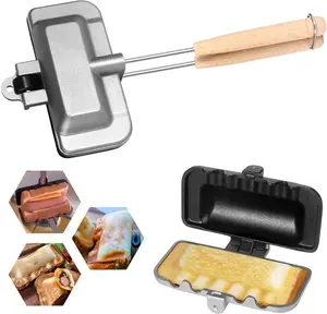 Hot Sandwich Maker, Hot Dog Toaster, Double-Sided Sandwich Baking Pan, Double Sided Frying Pan, Grilled Cheese Maker Nonstick Sandwich Maker Flip Grill Pan for Breakfast Pancakes, Toast, Omelets