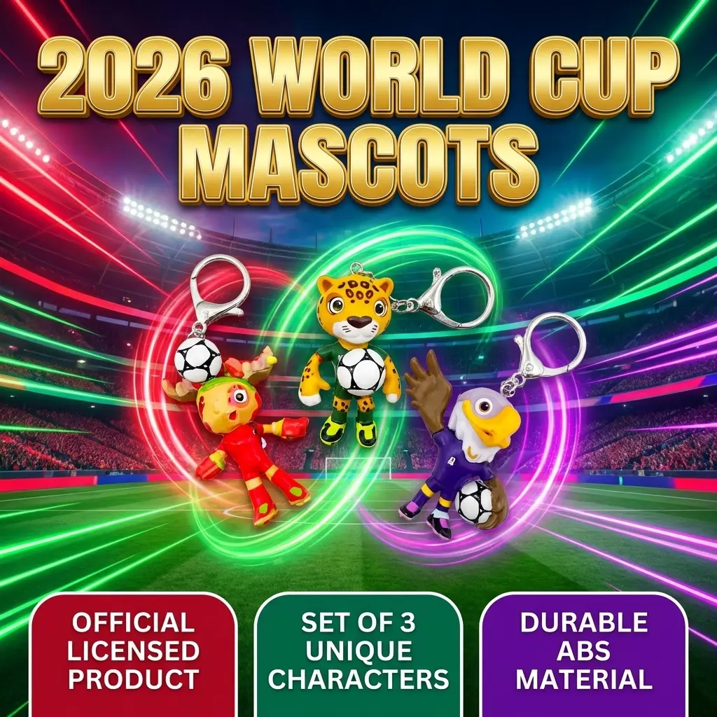 FIFA 2026 World Cup Official Licensed Collectible Figure Keychains Set, Handbag/ Backpack Pendant, Ideal for Fans & Collectors, Collectible Set