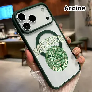 Mexican National Emblem Pattern Magnetic Phone Case for iPhone 17 16  Pro Max Plus 15 14 13 12 11 Air E Non-Yellowing Clear Crystal Drop-proof Slim Silicone Shockproof Transparent Acrylic Cover Supports Wireless Charging