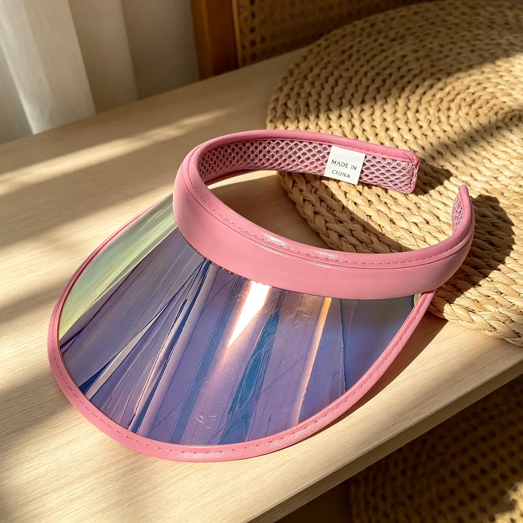 Mirrored Lens Sun Visor, Full UV Protection Sun Hat, Breathable Mesh Headband Visor Cap for Women Outdoor Activities