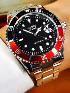 Men's Automatic Mechanical Watch, Luminous Dial, Rotating Bezel, Stainless Steel Strap, Casual Fashion, All Seasons, Gift Idea