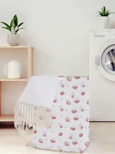 Strawberry Pattern Open Storage Box, Collapsible Laundry Basket with Handles, Home Bathroom Clothes Organizer for All Seasons
