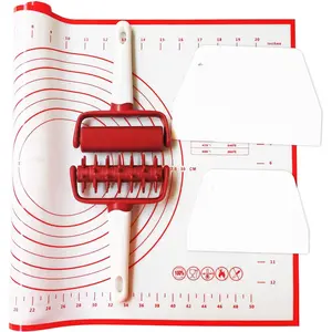 5 count Pizza Tools Set incl Dough Roller and Docker and  Pastry Dough Mat and Dough Scraper  Time-Saver Dough Tools Set (5 pcs)
