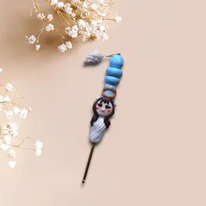 Polymer clay angel halo crochet hook stitch marker / angel wing crochet hook / angel with halo and wings crochet hook knitting accessory