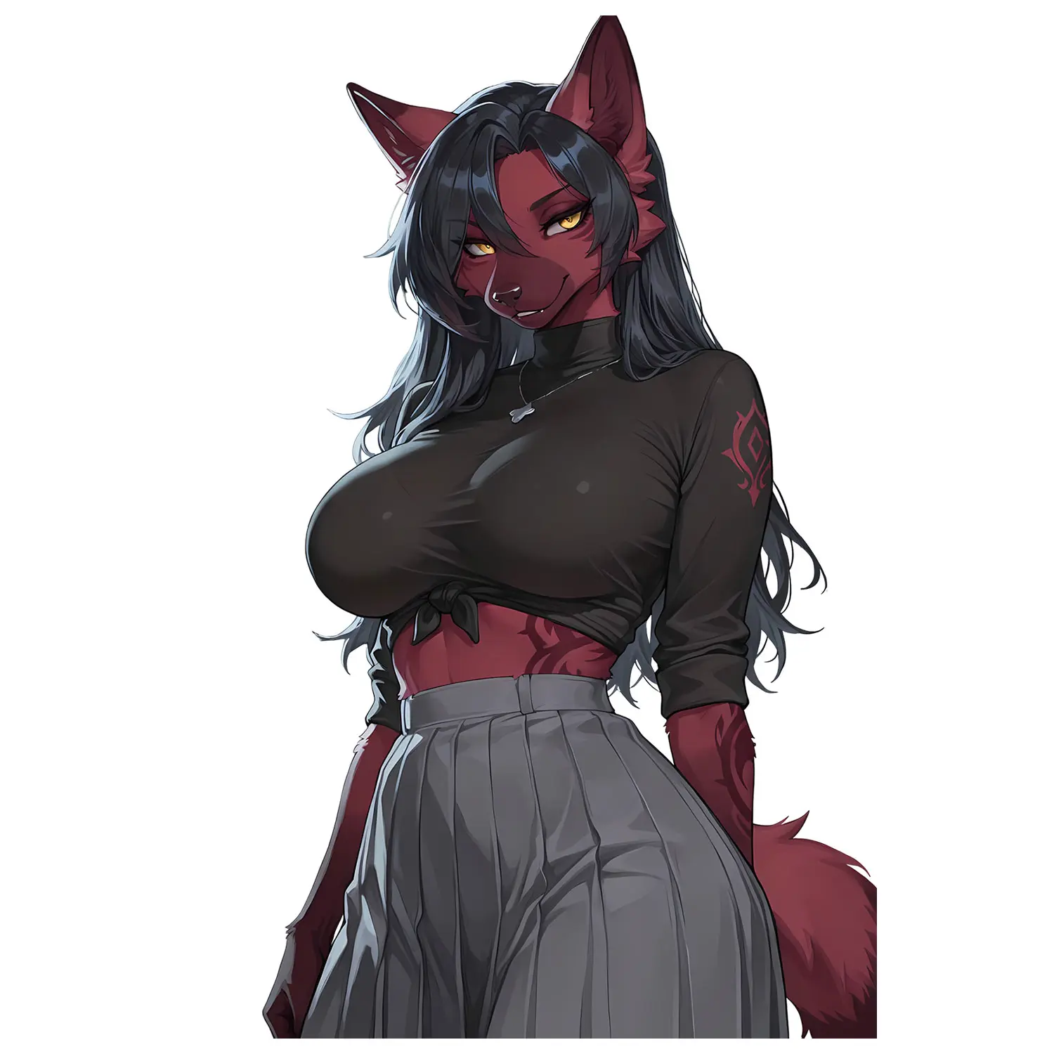 Crimson Wolf Spirit Sticker, Dark Fantasy Character with Amber Eyes and Gothic Style, Premium Vinyl Decal for Laptop, Tumbler, Phone Case, Journal or Tablet