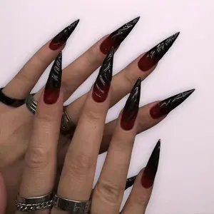Trending Horror 3D Press On Nails, Gradient Cat Eye False Nails, European American Style Nail Art Stickers