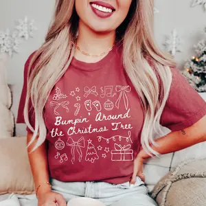 Christmas Pregnancy Shirt Funny Holiday Baby Announcement Coquette Christmas Maternity Tee Bumpin Around Expecting Mom Baby Shower Gift