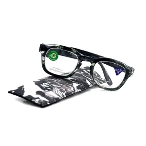 Sasha, (Premium) Reading Glasses, High End Readers +1.25..+3 Magnifying Eyeglasses (Black, White) Camo Square Optical Frames NY Fifth Avenue Unisex Lightweight