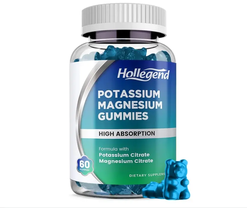 Potassium Magnesium Gummies, High Absorption Potassium Citrate 99mg Magnesium Citrate 180mg, Chewable Gummy Supplements for Leg Cramps & Muscle, 60 Count