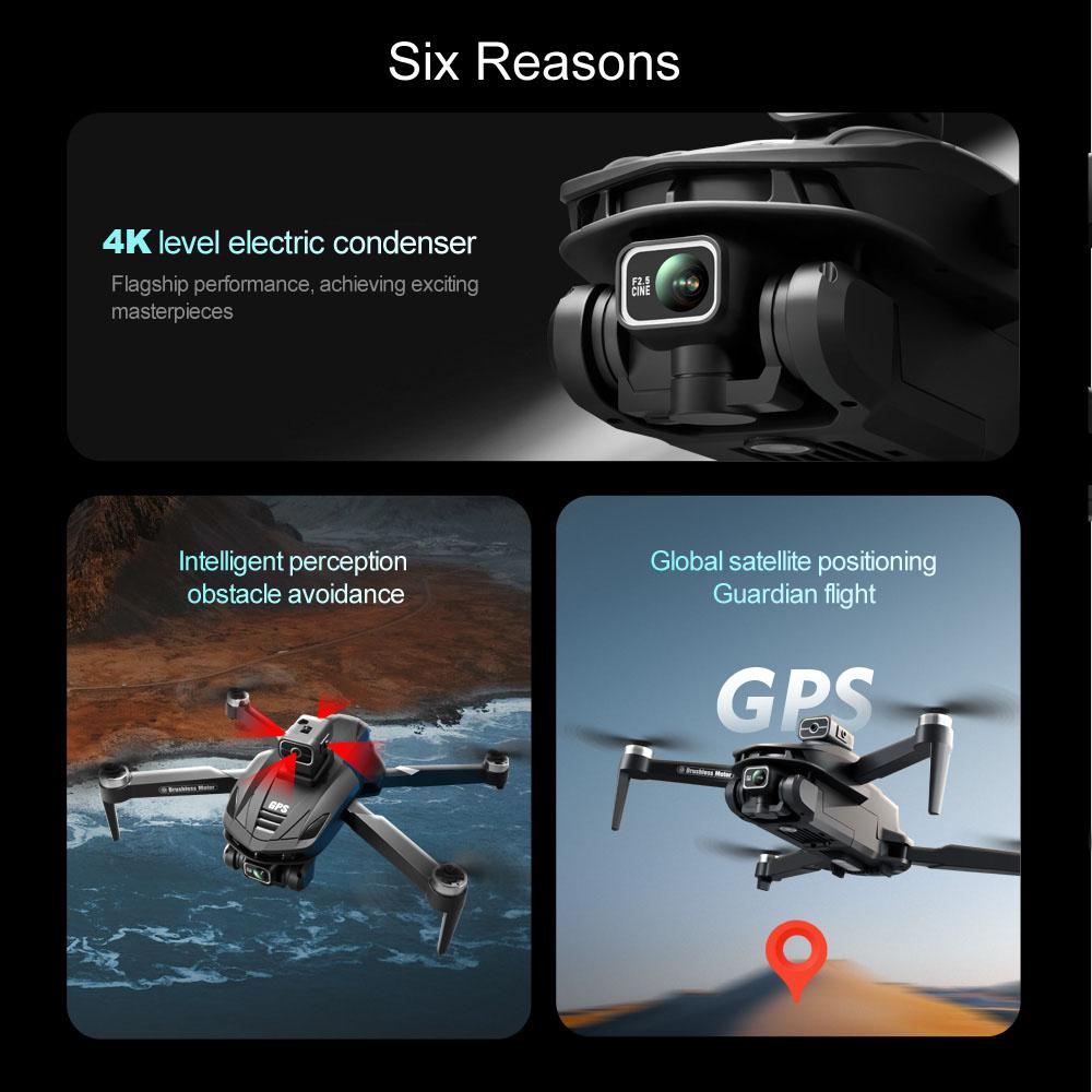 V168 MAX GPS Drone, 4K HD Dual Camera, 360° Smart Obstacle Avoidance, FPV Flight, Optical Flow Positioning, Quadcopter, Suitable for Adults and Beginners, HD Large Screen Remote Controller, 6-Axis Gyroscope, 2 Batteries + SD Card + Carrying Case Set