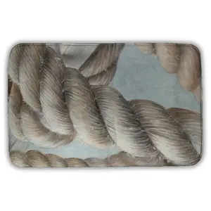 360 stand Nautical Theme Rectangle Bath Mat - 21x34 in, Absorbent Microfiber Foam, Absorbs Water, Cozy Marine Look, Rope Knot Closeup Decor, Boat Brown, for Bathroom Bedroom, Bath Rug, Bathroom Decorative Mat