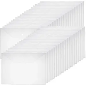 30 Pcs 11 x 17 Inches Clear Envelopes with Snap Closure, Clear Plastic Document Envelopes File Folders for Office Home