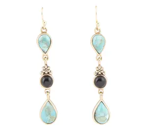 Barse Artisan Crafted Bronze Barcelona Multi-Gemstone Earrings
