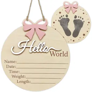 Bow  Announcement Sign,  Hello World  Sign and Footprint Sign for  Photo Prop  Shower and   ()