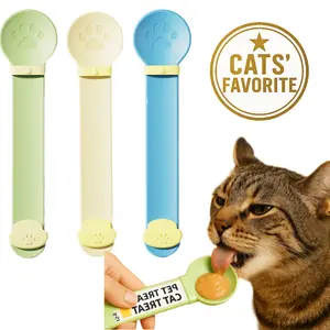 Cat Treat Spoon, Interactive and Mess-Free Cat Treat Feeder with Ultra Large Curved Surface, Clean Feeding Accessories with Long Handle
