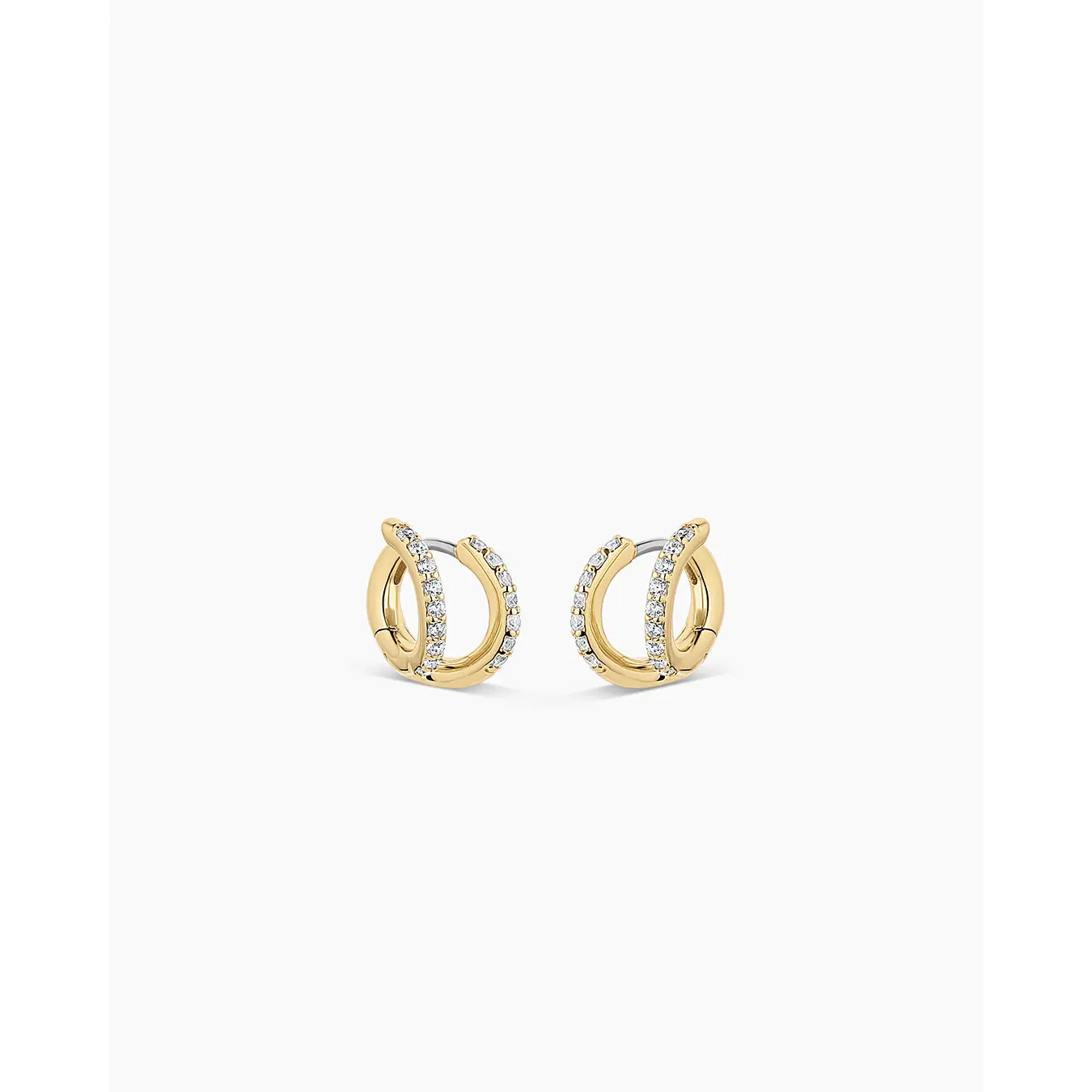 gorjana – Shimmer Double Huggies – 18K Gold-Plated Huggie Hoop Earrings – Versatile & Chic Jewelry