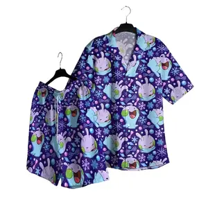 Goomy PKM Hawaii Set Hawaiian Shirt, Hawaiian Short - For All Ages Palm Tree Anime Manga Shirt Video Game Gifts Summer Beach Tropical Floral Aloha