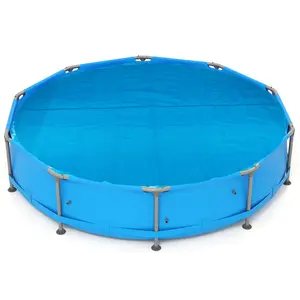 COSTWAY - 12ft x 30in Round Above Ground Swimming Pool with 12 ft Pool Cover