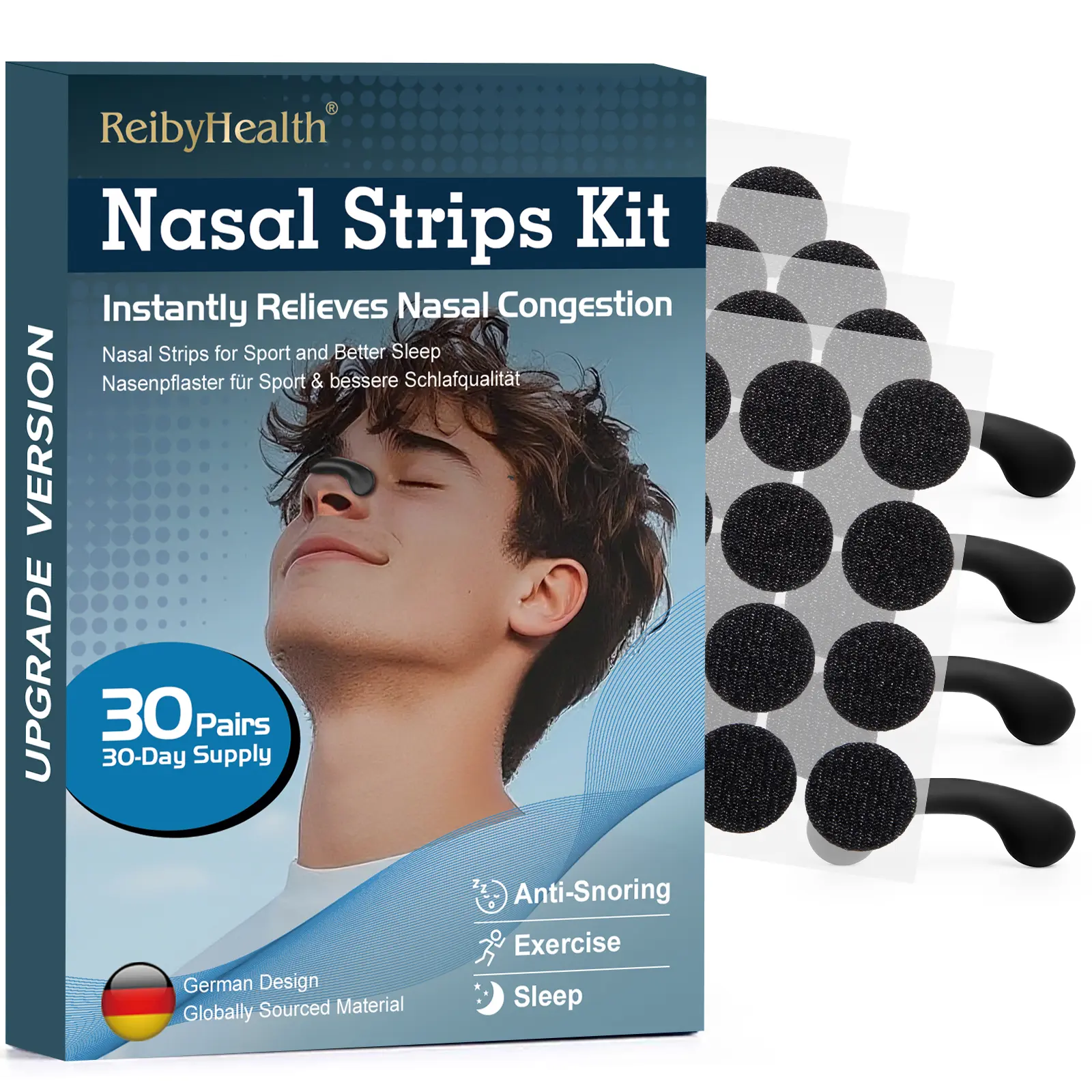 Nasal Strips for Snoring Relief, Extra Strength Anti-Snoring Nasal Dilator to Improve Breathing & Sleep Quality, Comfortable Sleep Aid anti snore device Snoring Solution Nose Strips for Breathing,Sports for Men & Women, 30 Count gentle adhesion