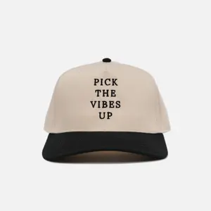 Pick The Vibes Up Black & Natural Baseball Cap - SnapBack Design