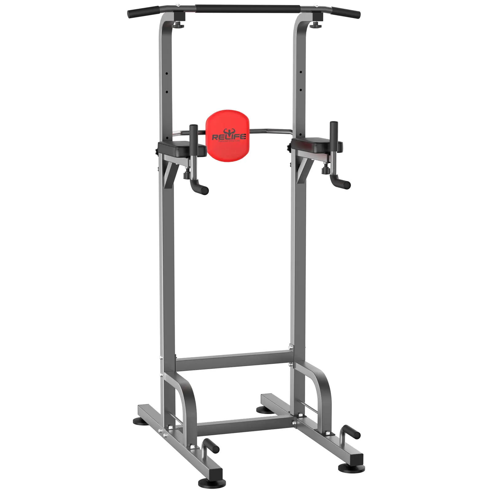 RELIFE REBUILD YOUR LIFE Adjustable Power Tower, Multifunction Steel Dip Station with 400 LBS Capacity for Arm Strength Training and Whole Family Workout, Pull Up Bar, Fitness For Everyone, Sturdy