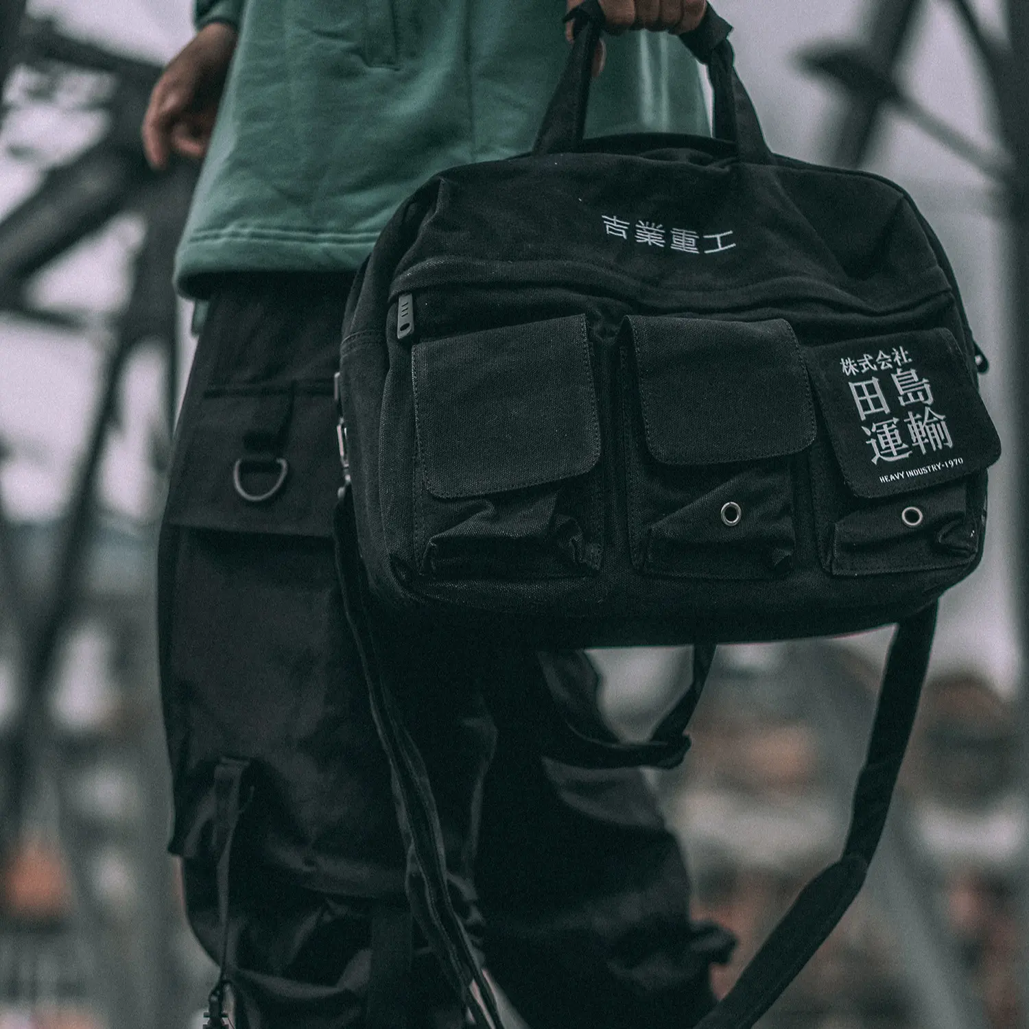 Hibag2 Niepce Streetwear Fashion Canvas Japanese Kanji Crossbody