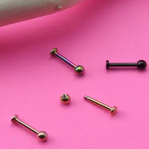 16G Rose Gold PVD Titanium Labret - External Threading