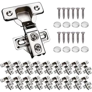 20 Pack Soft Close Cabinet Door Hinges for 1/2" Partial Overlay, 105  Opening Angel, Stainless Concealed Kitchen Cabinet Hinges with Mounting Screws, Manual and Door Bumpers