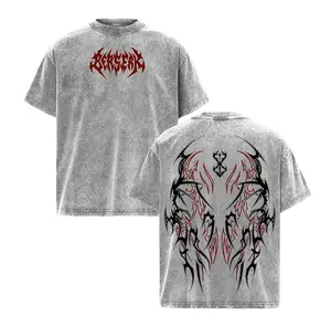 Dark Berserk Style Pump Cover T-Shirt, Vintage Washed Oversized Gym Streetwear Tee, Heavy Cotton Fitness Shirt, Loose Fit Unisex Training Top