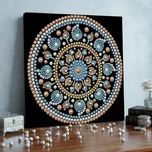 1 Framed Pearl & Diamond Painting Kit | SHOPBOP — Mandala Pattern, Acrylic Paints; Ideal for Decorating Living Rooms, Bedrooms, and Studies; An Excellent Choice for Christmas, New Year, or Birthday Gifts.