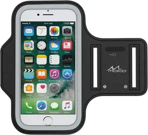 MoKo Phone Armband, Water Resistant Running Cell Phone Armband with Key Holder Adjustable Band Compitable with iPhone 11 Pro, X, Xs, 8, 7, 6, 6s, 5s, 5c, SE, 5, 4S,4 for Walking Fitness, Black