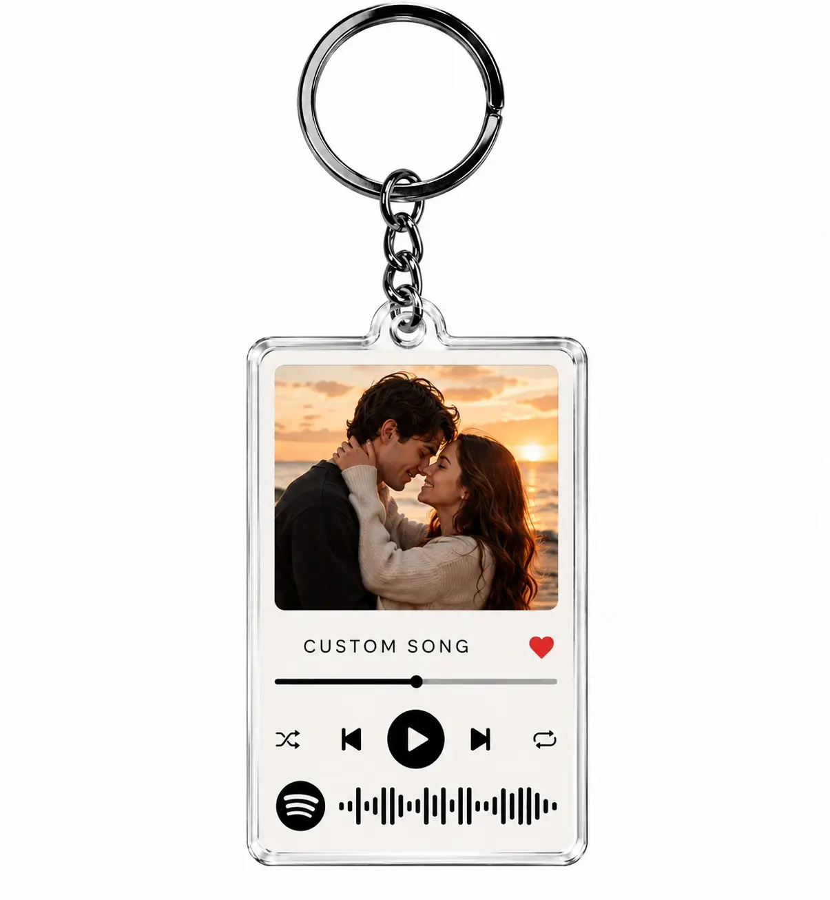 Personalized Photo Song Acrylic Keychain, Custom Picture Music Key Ring, Couple Keepsake Gift for Boyfriend Girlfriend, Anniversary Gift