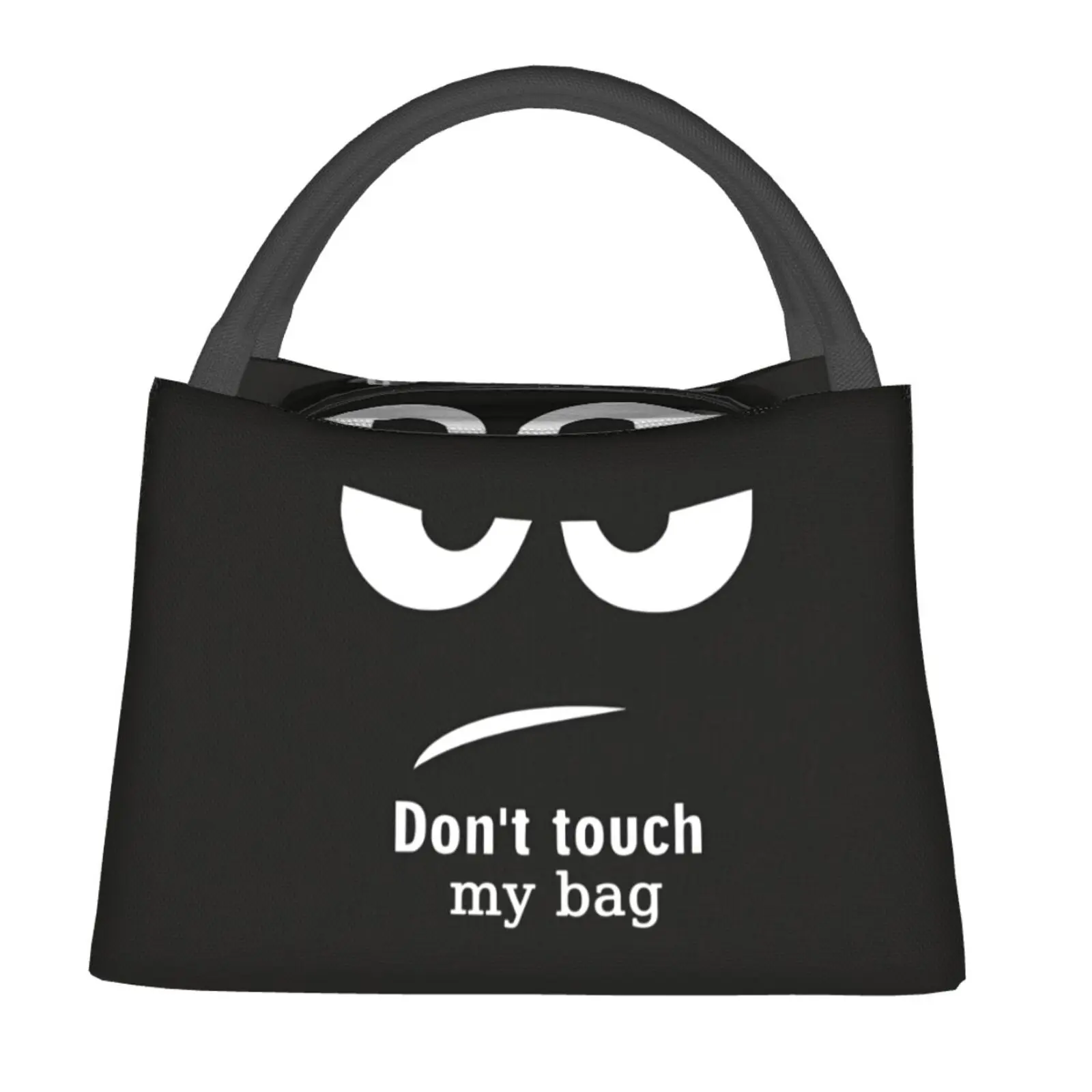 Lunch bag for men and women, reusable hand-held insulation bag,do not touch my bag pattern, is an essential item for outdoor camping and daily commuting. It is made of safe and durable insulation material, with a portable and stylish design