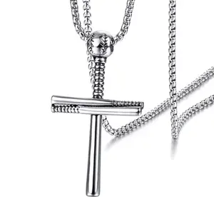 Creative baseball cross necklace stainless steel pendant titanium steel male and female couple jewelry
