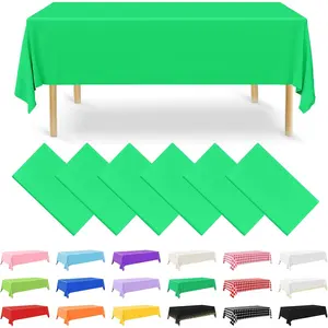 6 Pack Disposable Plastic Tablecloths 54 x 108 Inch Dark Green Rectangle Table Cover for Holiday Party Engagement Weddings Baptism Birthday Decoration