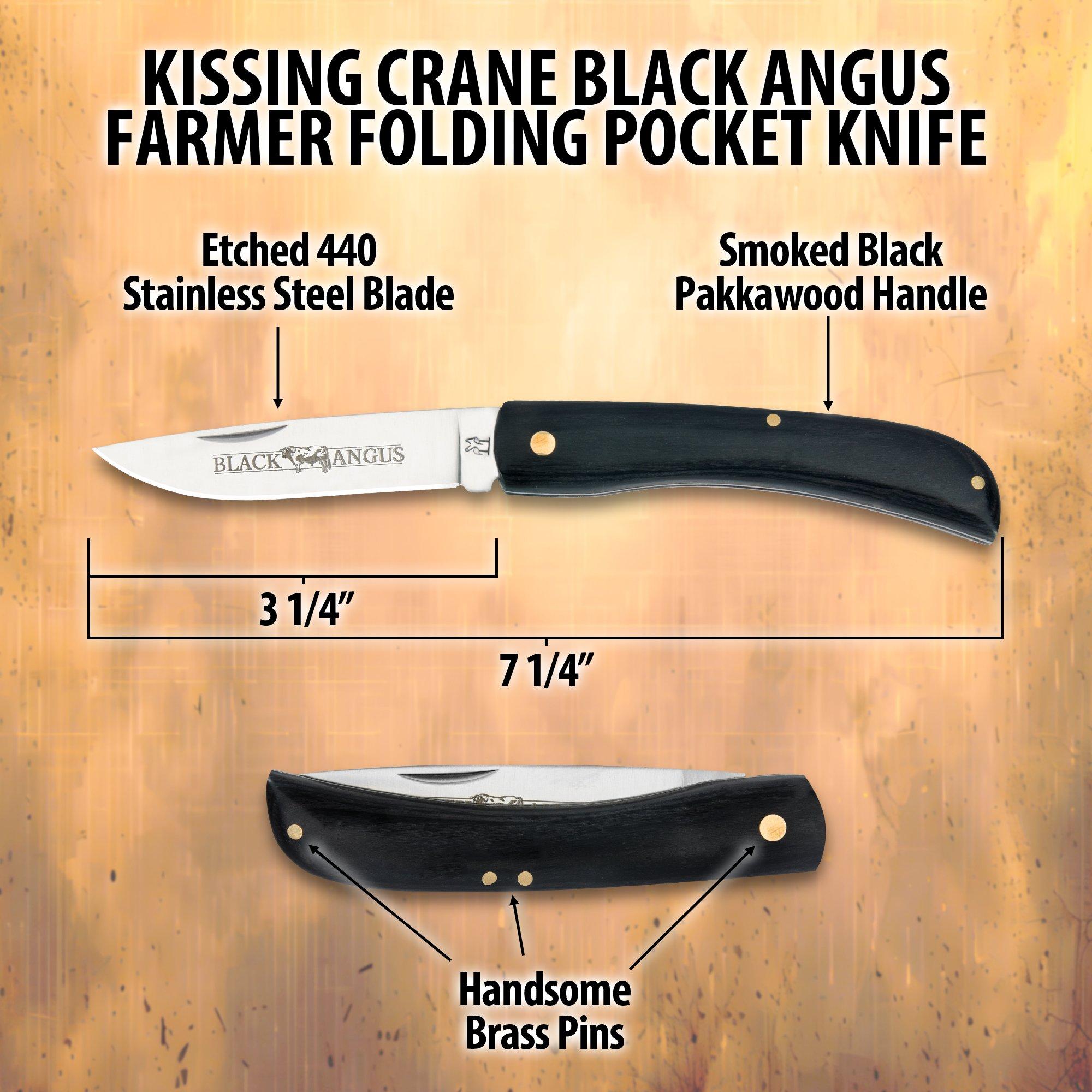 Kissing Crane Black Angus Pocket Farmer Folding Pocket Knife