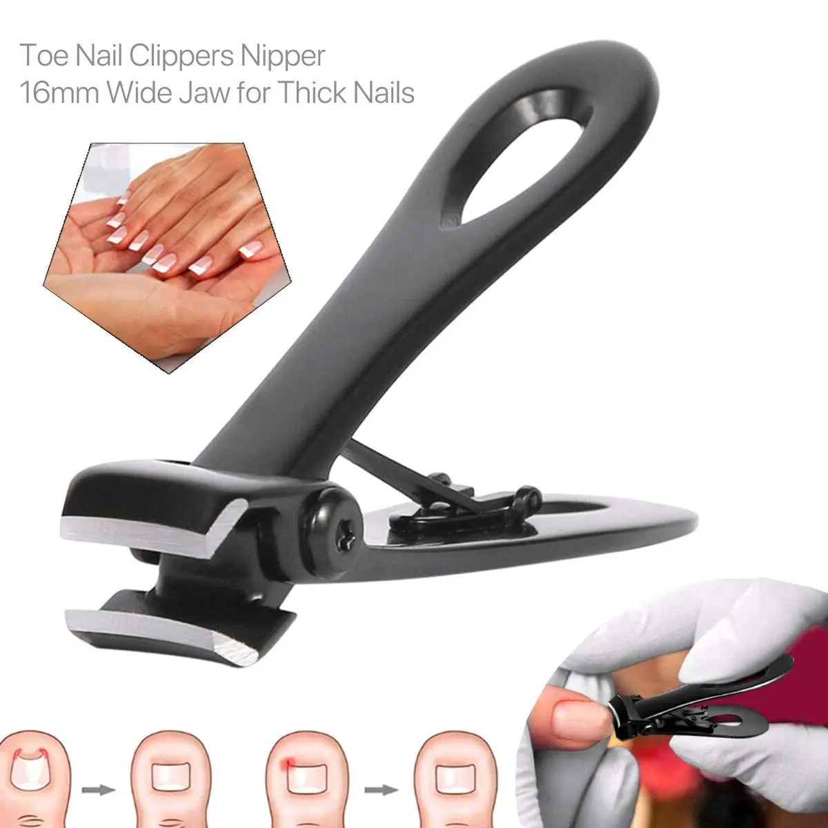 Nail Clippers for Thick Nails,Fingernail Toenail Clippers,Nail Clipper for Adult Men Women (Black)