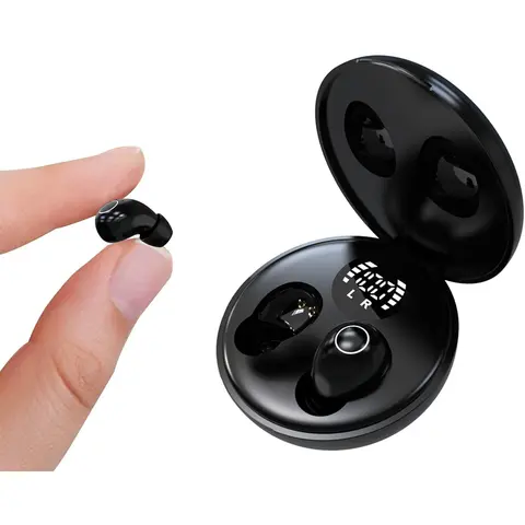 MSHUKCOE Silicone Mini Invisible In-Ear Wireless Earbuds - Portable Charging Bluetooth Headphones with Noise Cancellation, 4H Listening Time, 6X Extra Charging Power for Side Sleepers, Small Ear Canals Women's Use, Mini Invisible Earbuds