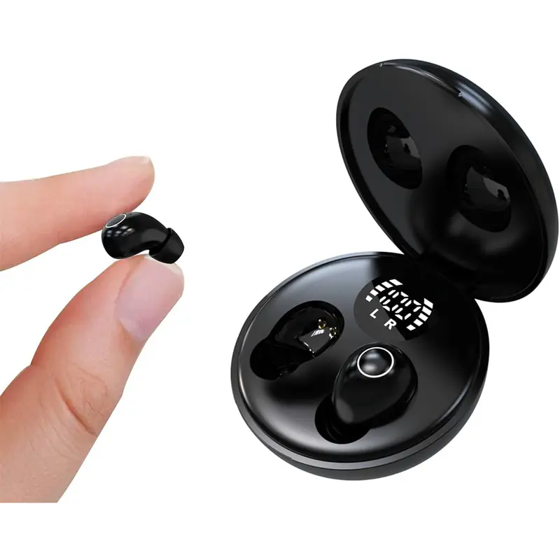 MSHUKCOE Silicone Mini Invisible In-Ear Wireless Earbuds - Portable Charging Bluetooth Headphones with Noise Cancellation, 4H Listening Time, 6X Extra Charging Power for Side Sleepers, Small Ear Canals Women's Use, Mini Invisible Earbuds