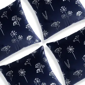 Deconovo Winter Floral Cushion Cover – Faux Ultra-Soft Fabric with Silver Foil Print