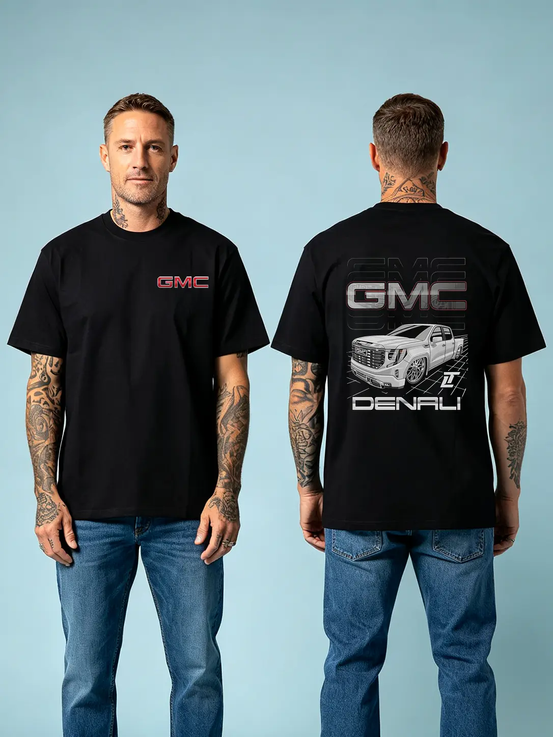 Men's 100% Cotton Classic GMC Denali Truck Print Tee - Regular Cut Short-Sleeve Automotive Pickup Top, Father's Day Gifts for Car Meets, Casual Streetwear Birthday Garment