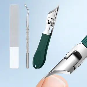 Edge Nail Clippers 3-Piece Set for Women and Men Eagle Beak Beveled Nail Clippers,Wide Jaw Opening Anti-Splash Slanted Nail Clipper,Long Handle Wide Jaw Opening Anti-Splash Slanted Nail Clipper